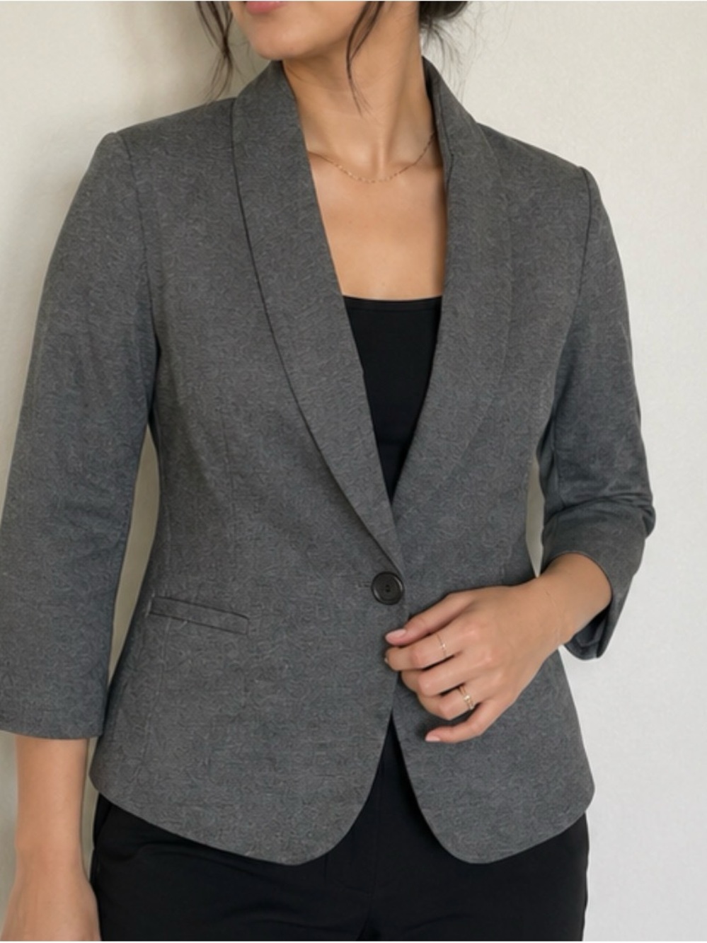 Gibson Charcoal Shawl-Collar Single-Button Blazer